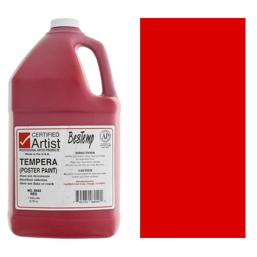 Bestemp Certified Artist Tempera Poster Paint 1 Gal Red