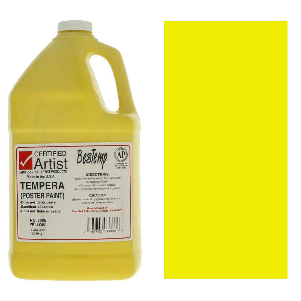 Bestemp Certified Artist Tempera Poster Paint 1 Gal Yellow