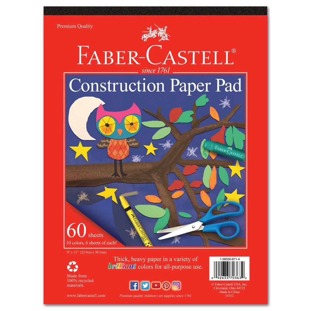 Faber-Castell Construction Paper Pad 9"x12" Assorted