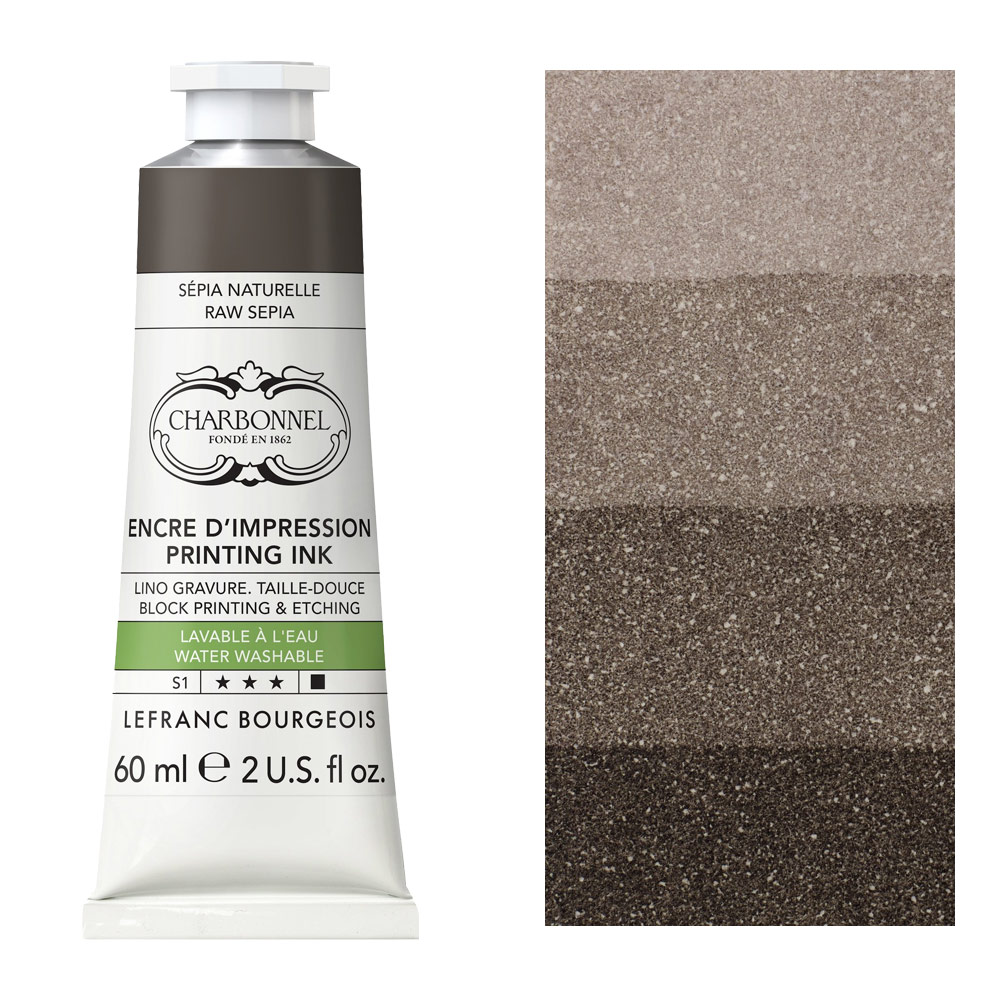 Charbonnel Water Washable Printing Ink 60ml Raw Sepia