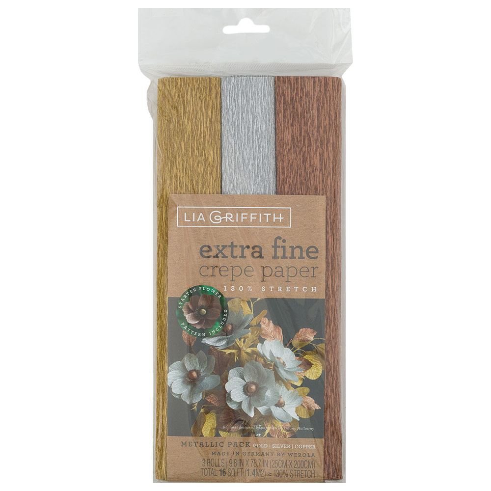 Lia Griffith Extra Fine Crepe Paper 3 Pack Metallic
