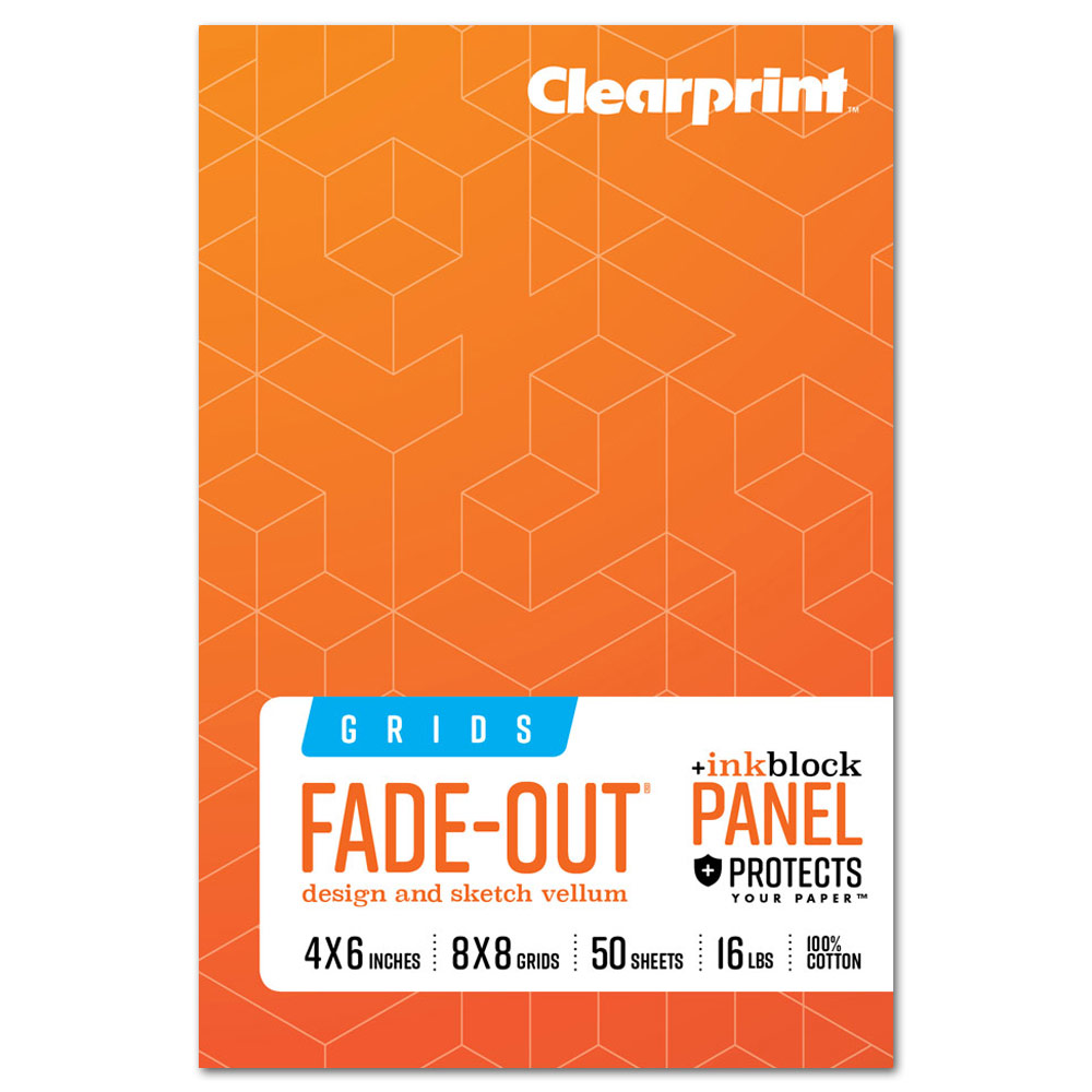 Clearprint Fade-Out Design Vellum 1000H-8x8 Grid Field Book 50 Sheets 4"x6"
