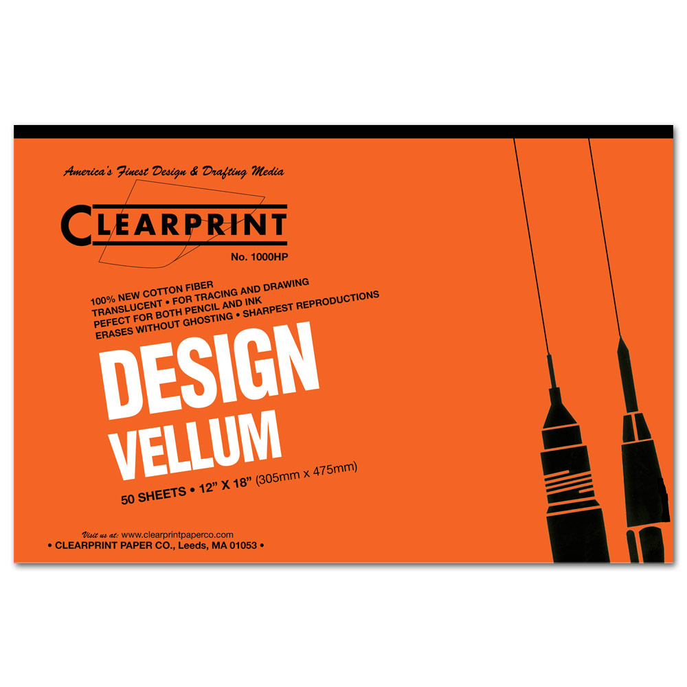 Clearprint Design Vellum 1000H Pad 50 Sheets 12"x18"