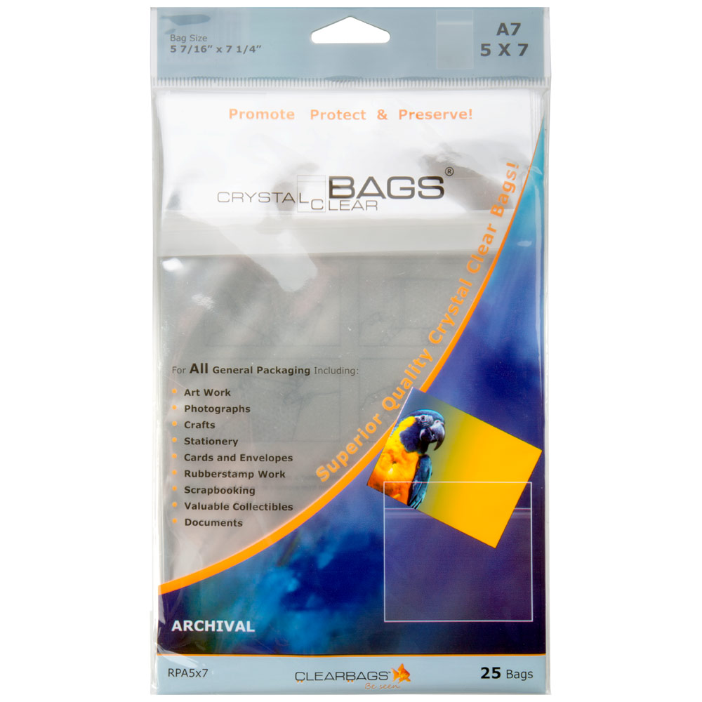 ClearBags Crystal Clear Protective Plastic Bag 25 Pack 5-1/16"x7-1/4"