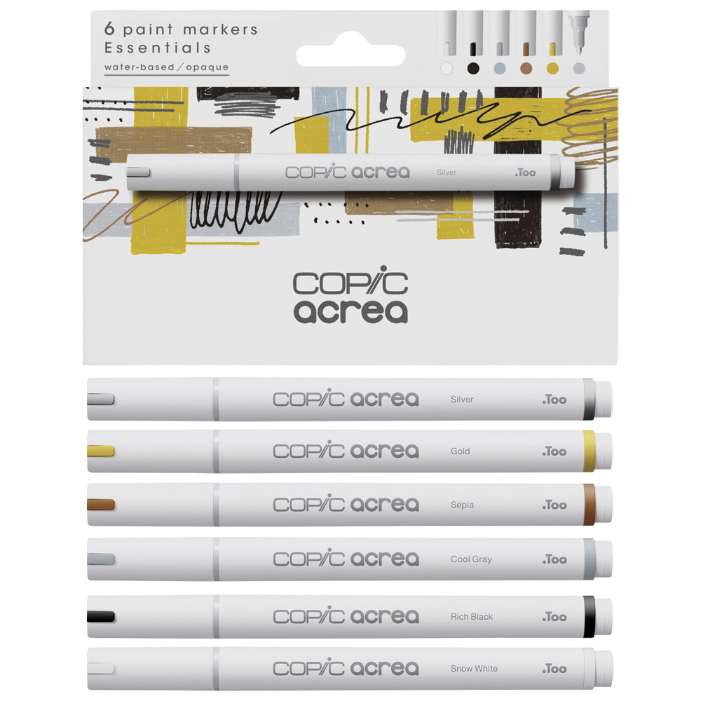 Copic Acrea Water-Based Pigment Paint Marker 6 Set Essential