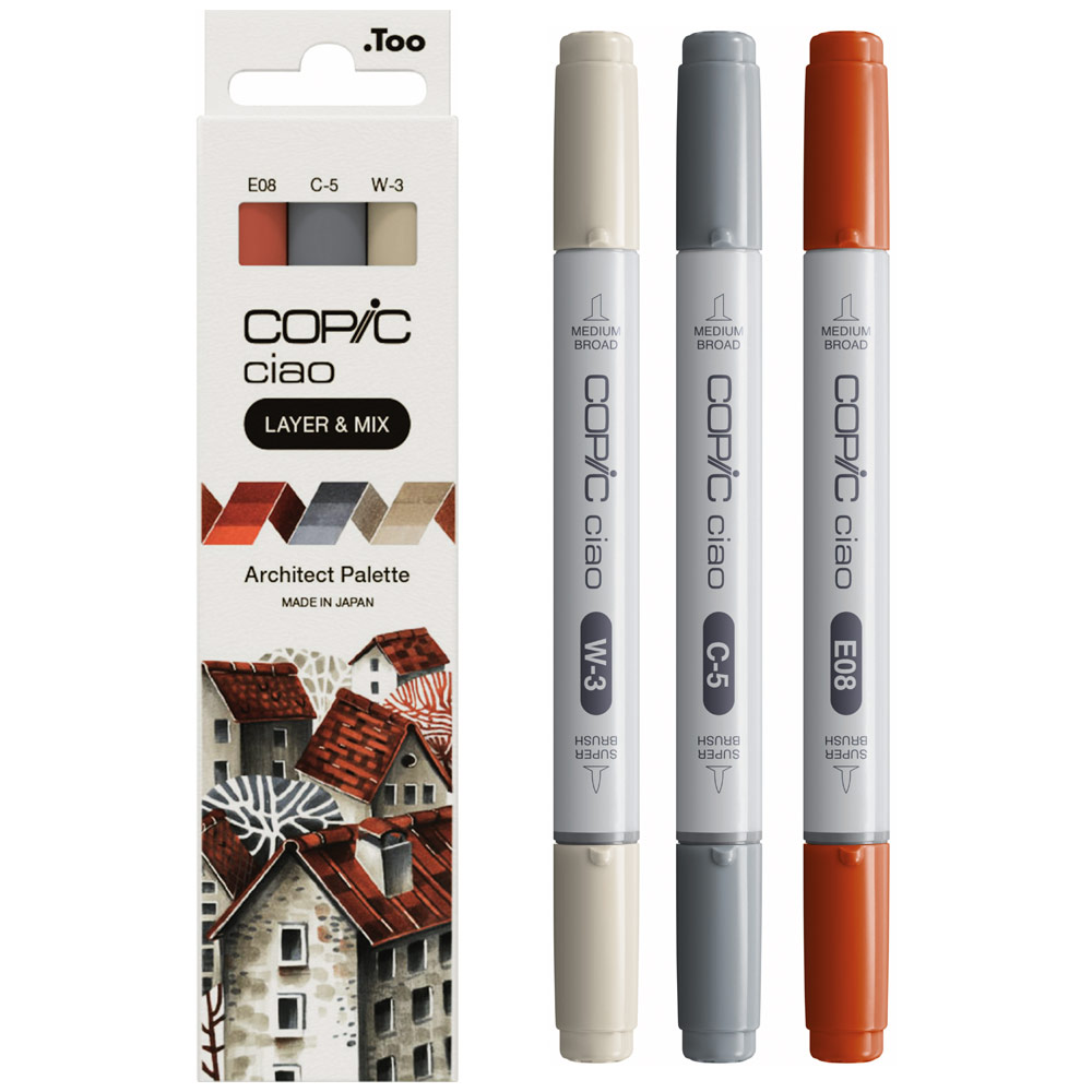Copic Ciao Alcohol Ink Marker Layer & Mix 3 Set Architect Palette