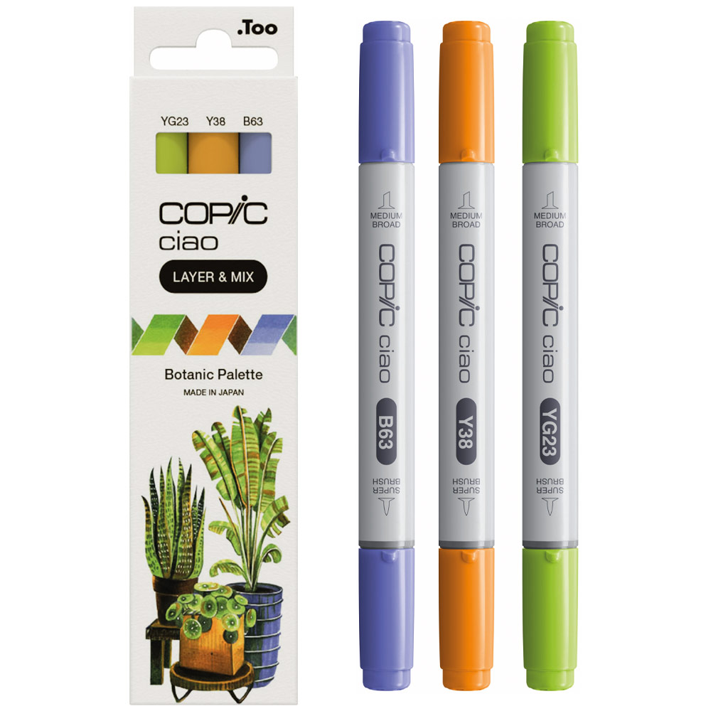 Copic Ciao Alcohol Ink Marker Layer & Mix 3 Set Botanic Palette