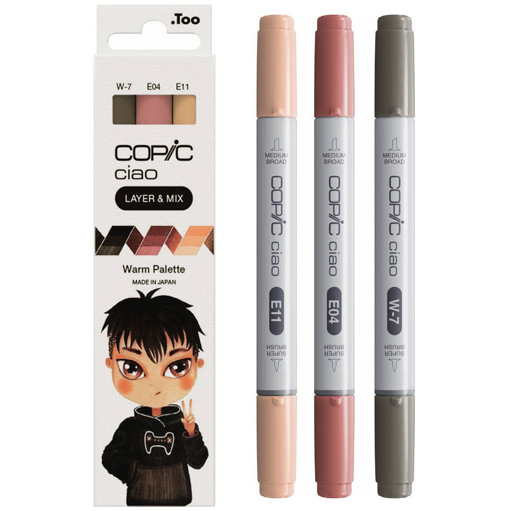 Copic Ciao Alcohol Ink Marker Layer & Mix 3 Set Warm Palette