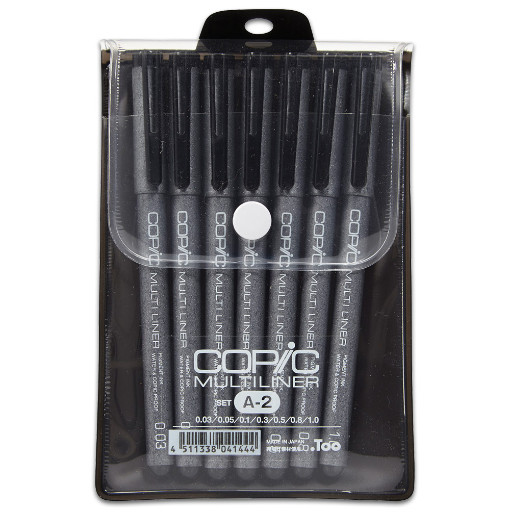 Copic Multiliner Pigment Ink Pen A-2 7 Set Black