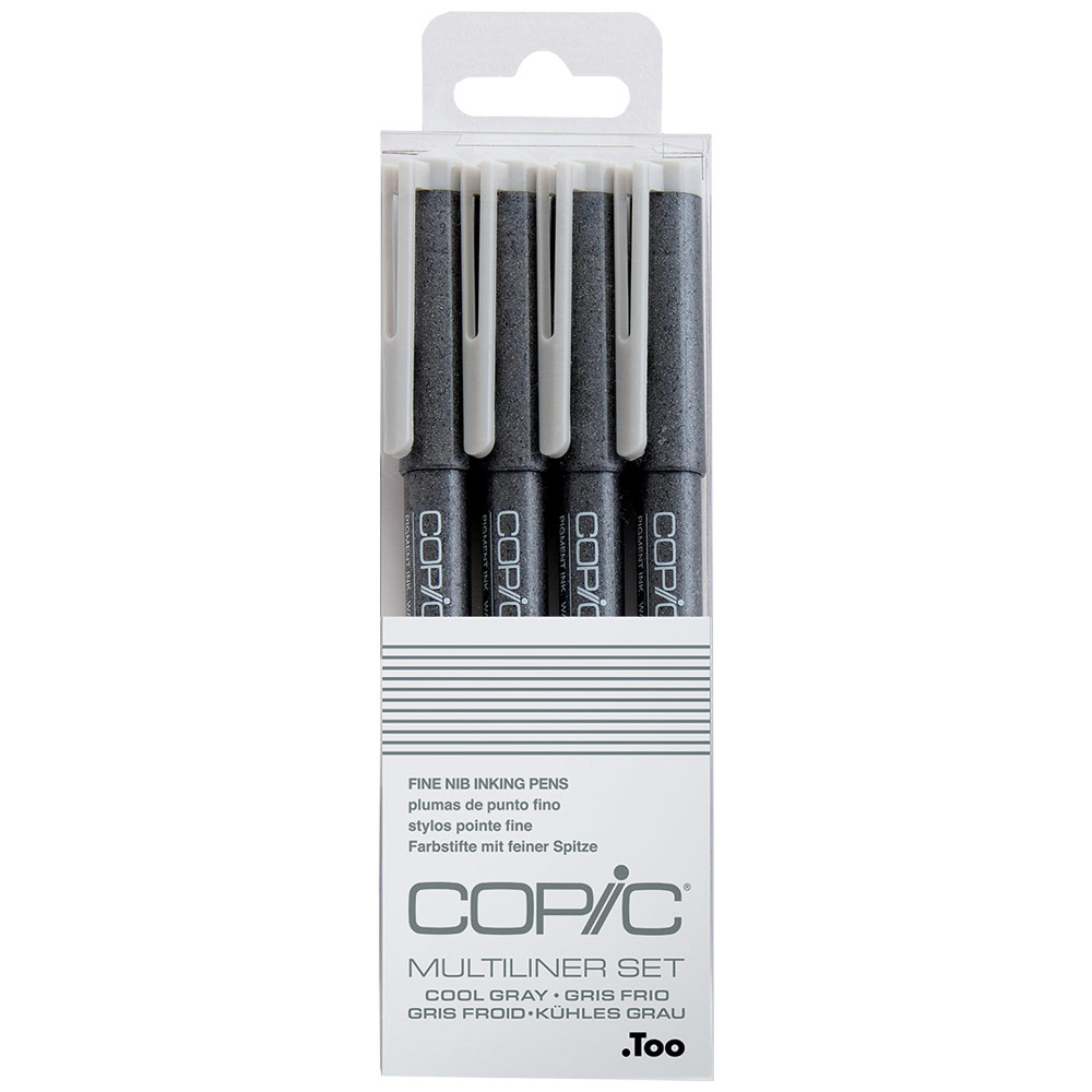 Copic Multiliner Pigment Ink Pen 4 Set Cool Gray