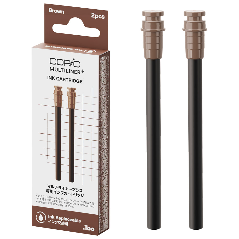 Copic Multiliner+ Plus Pigment Pen Ink Refill 2 Pack Brown