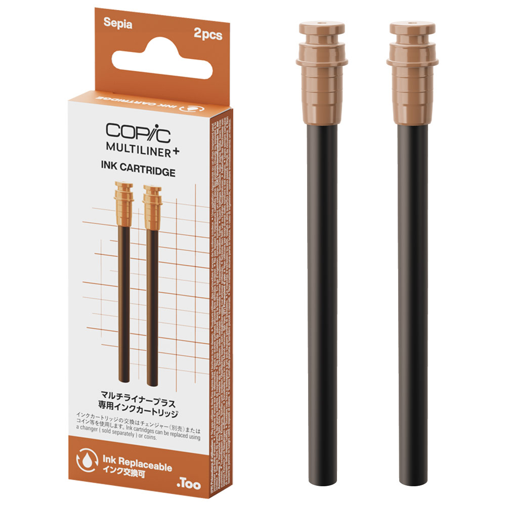 Copic Multiliner+ Plus Pigment Pen Ink Refill 2 Pack Sepia
