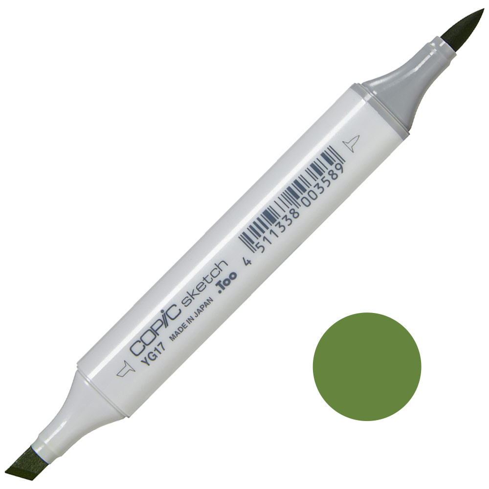 Copic Sketch Marker, Oval Shaped Barrel, Medium Broad and Super Brush Nibs,  YG06 Yellowish Green (YG06-S)