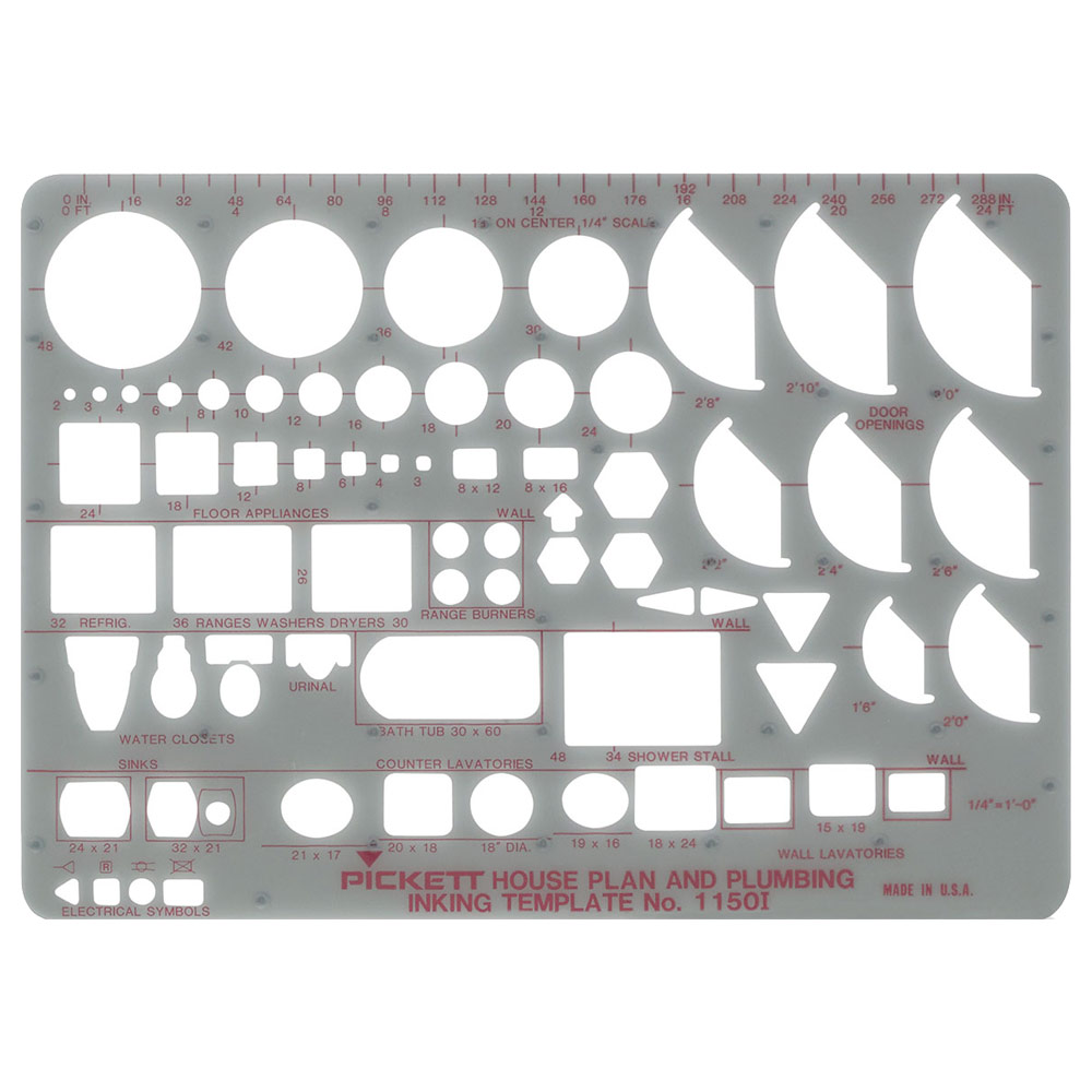 Pickett House Plan & Plumbing Template 1/4" Scale