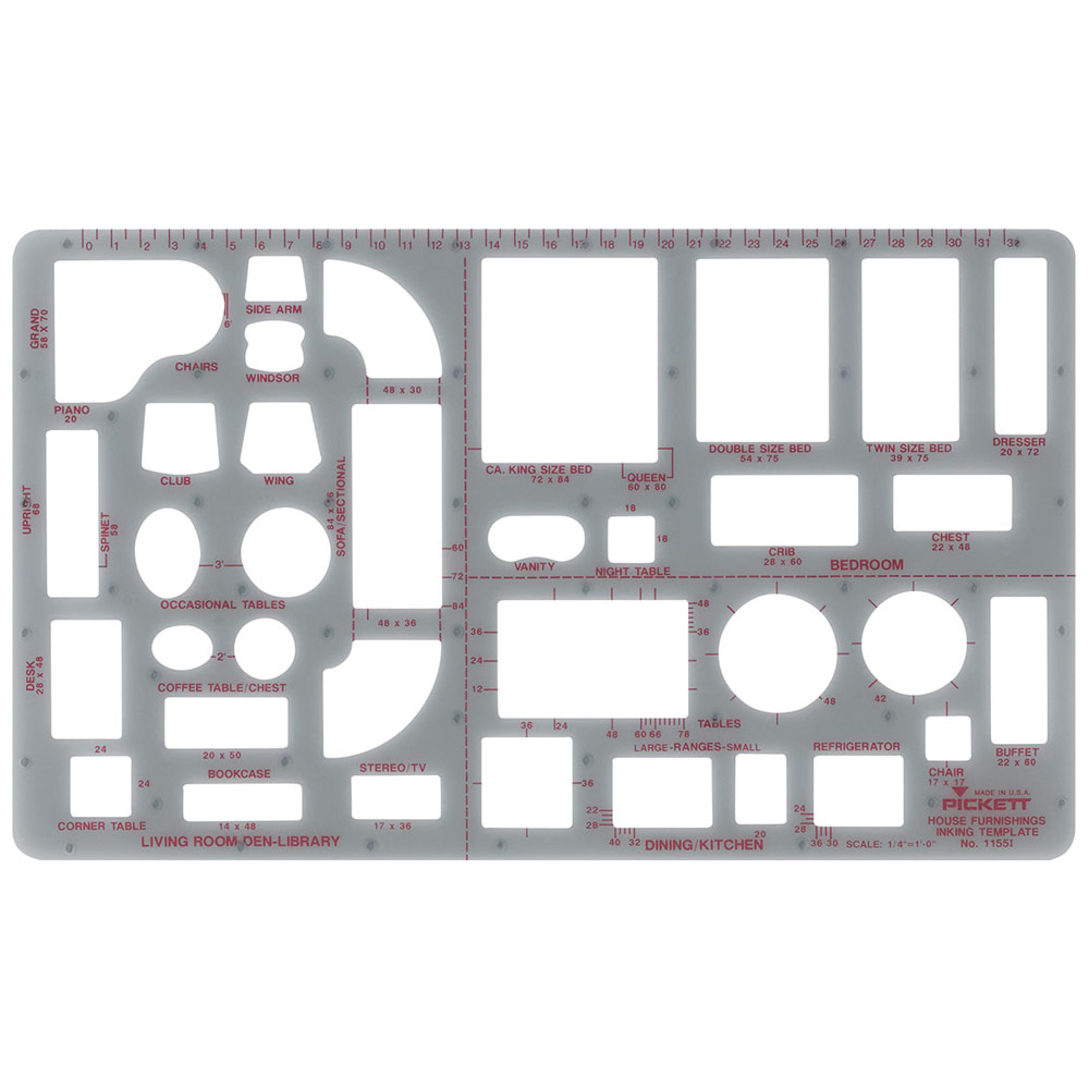 Pickett Home Furnishings Interior Design Template 1/4" Scale