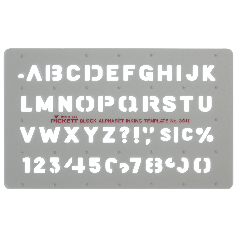 Pickett Block Alphabet Letters & Numbers Lettering Guide 1/2" Scale
