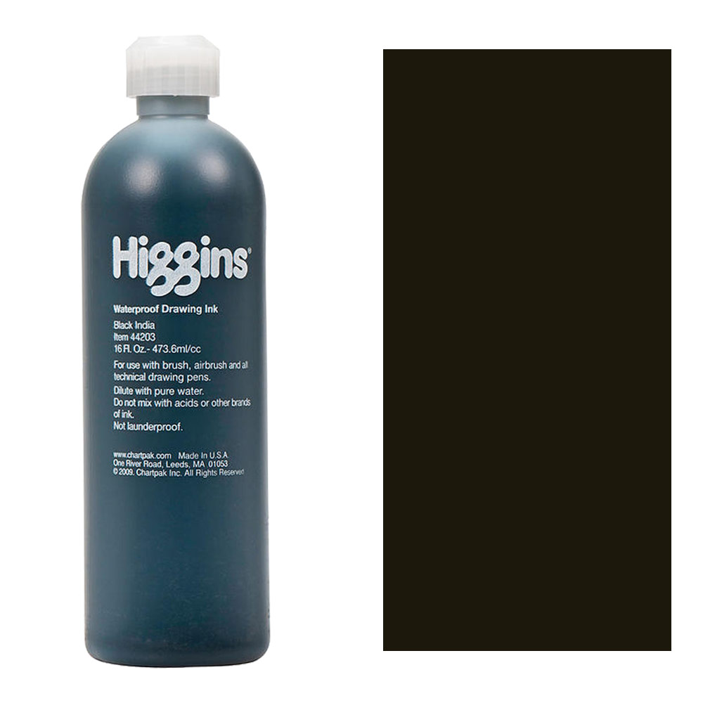HIGGINS American India Ink BLACK INK Bottle Full- no box. VINTAGE