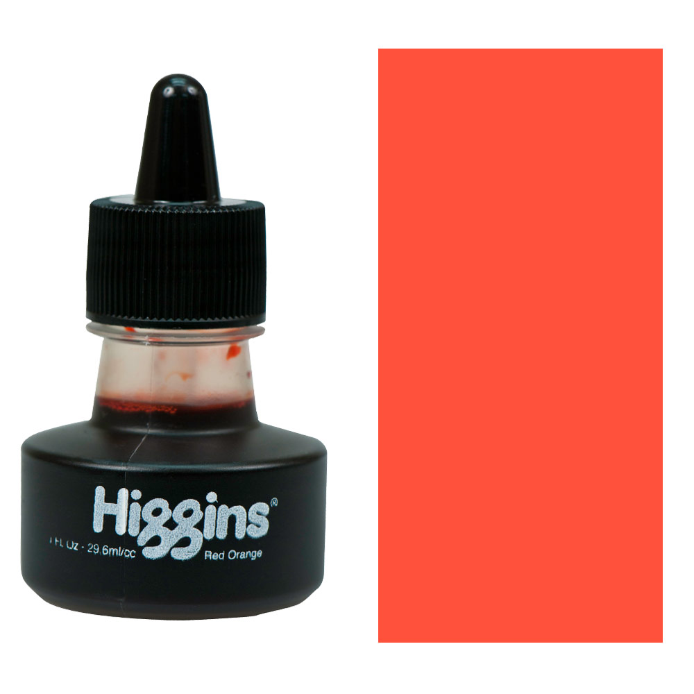 Higgins Dye-Based Drawing Ink 1oz Red Orange