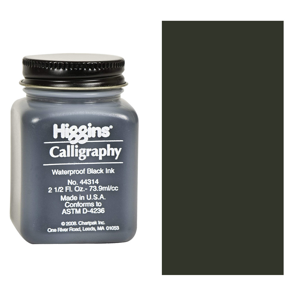 Higgins Calligraphy Ink - 2.5 oz, Black, Waterproof, Pigment Based