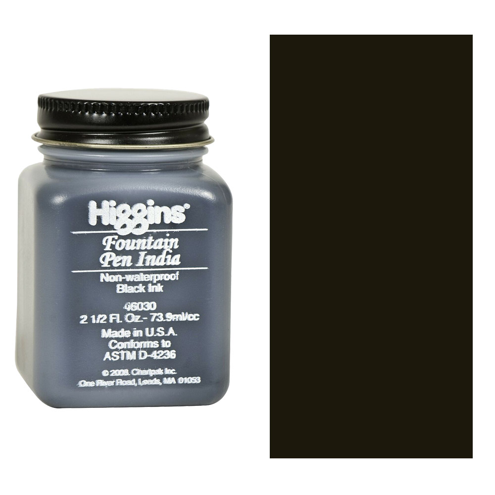 Higgins Fountain Pen Non-Waterproof India Ink 2.5oz Black