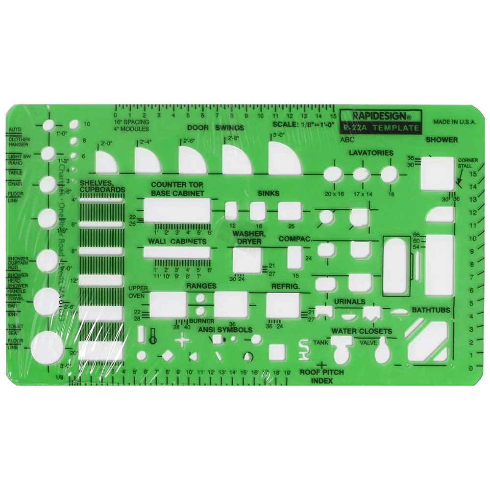 Rapidesign ABC Architectural 1/8" Scale Template R-22A