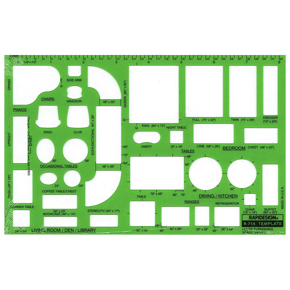 Rapidesign House Furnishings Template 1/4" Scale