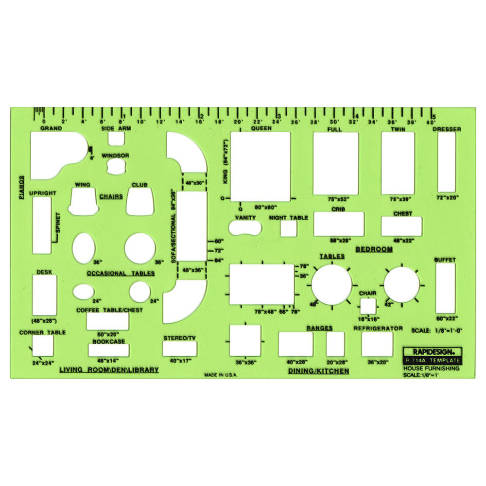 Rapidesign House Furnishings Template 1/8" Scale