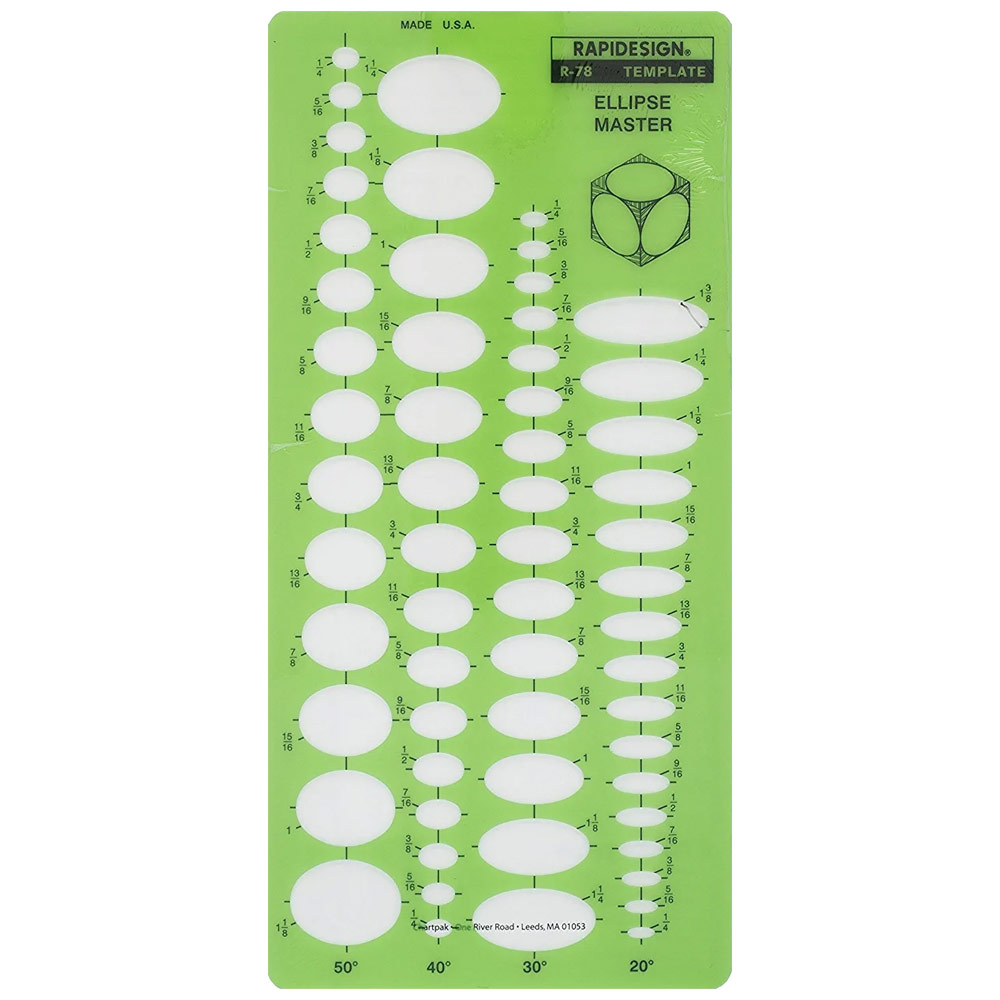 Rapidesign Ellipse Master Template 20/30/40/50 Degrees