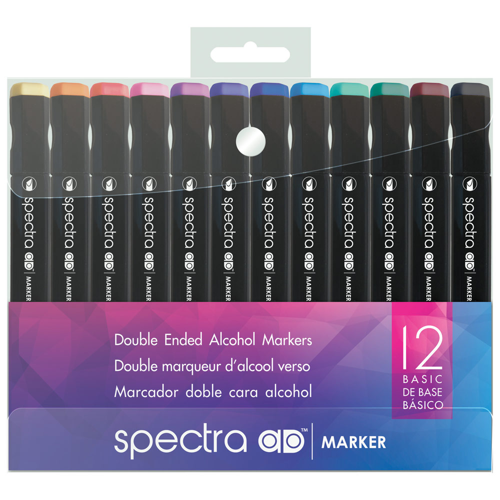 Chartpak Spectra AD Twin Tip Alcohol Marker 12 Set Basic