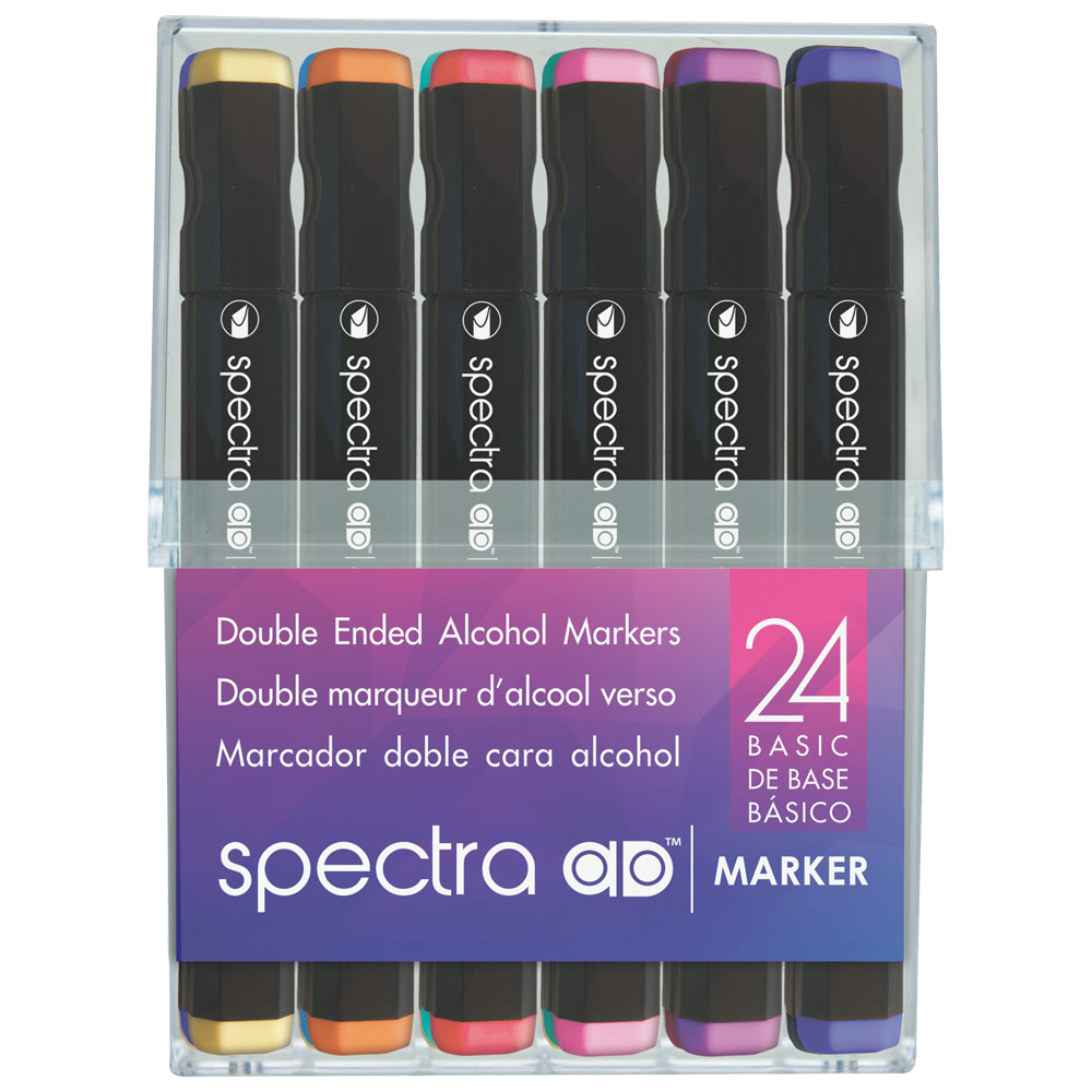 Chartpak Spectra AD Twin Tip Alcohol Marker 24 Set Basic