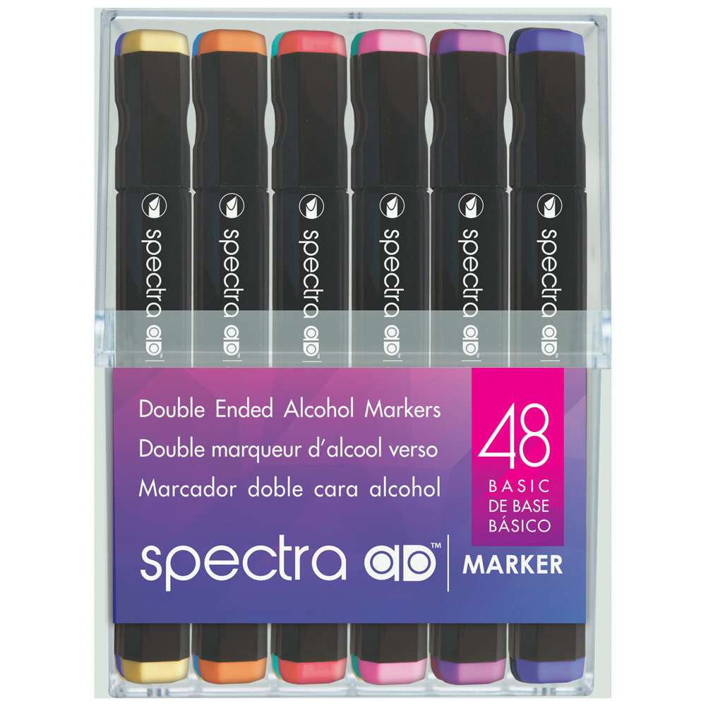 Chartpak Spectra AD Twin Tip Alcohol Marker 48 Set Basic Colors