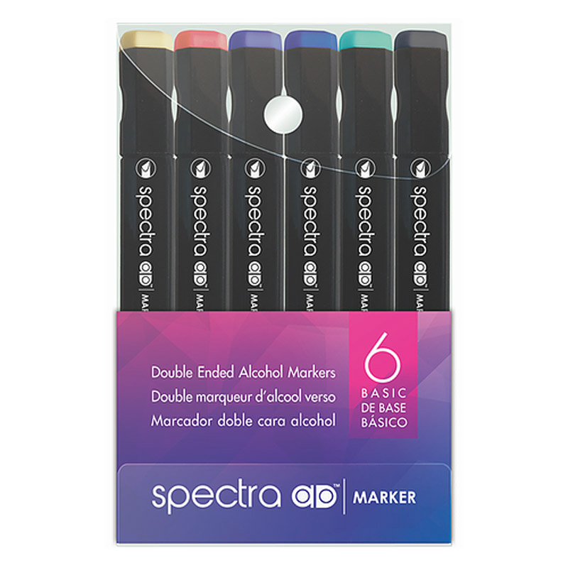 Chartpak Spectra AD Twin Tip Alcohol Marker 6 Set Basic Colors