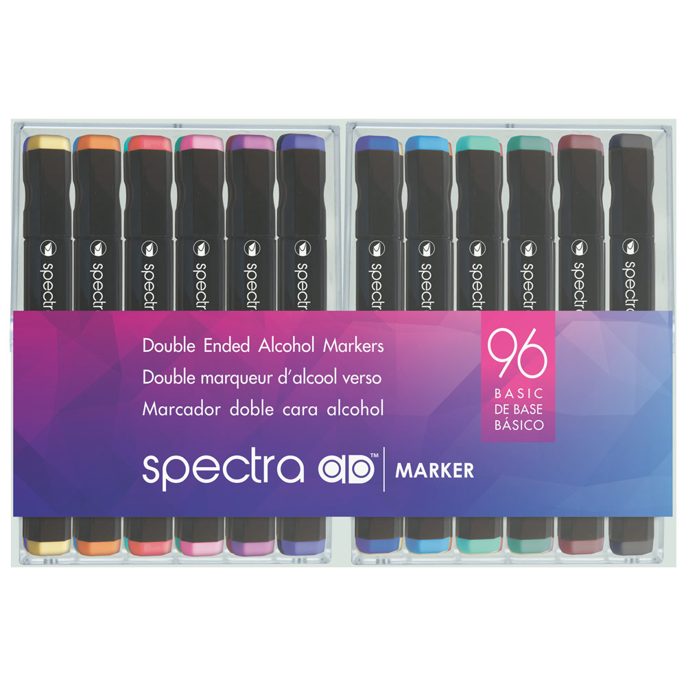 Chartpak Spectra AD Twin Tip Alcohol Marker 96 Set Basic Colors