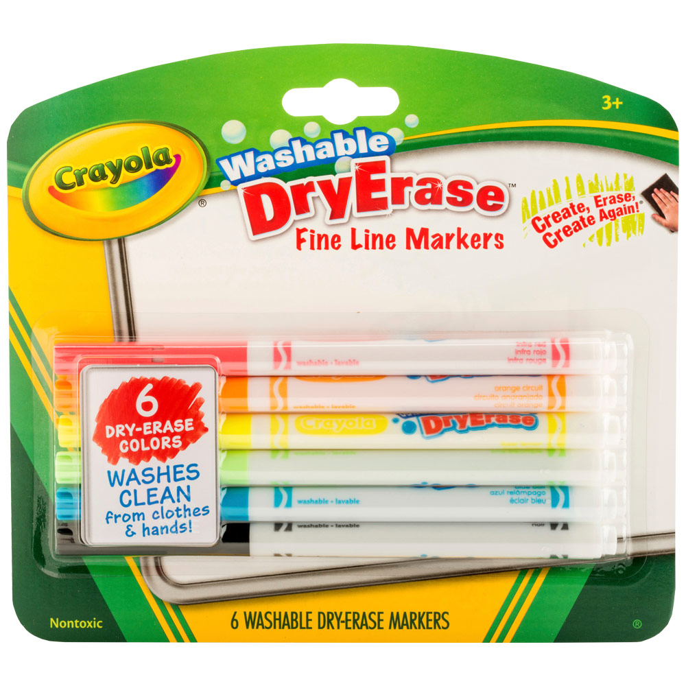 Crayola Washable Dry Erase Fine Line Marker 6 Set