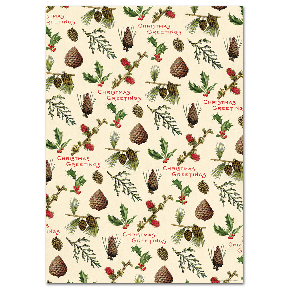 Cavallini Vintage Holiday Poster Paper 20"x28" Pine Cones