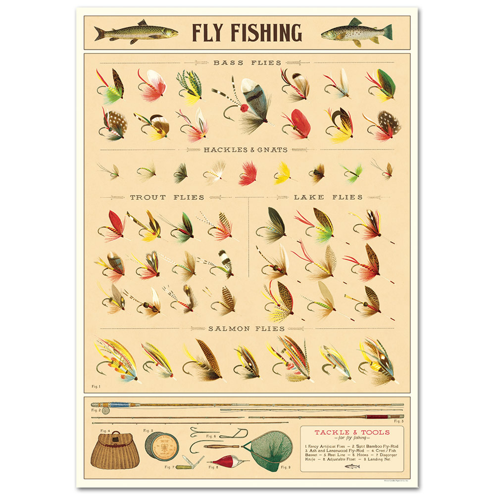Cavallini Vintage Poster 20"x28" Fly Fishing