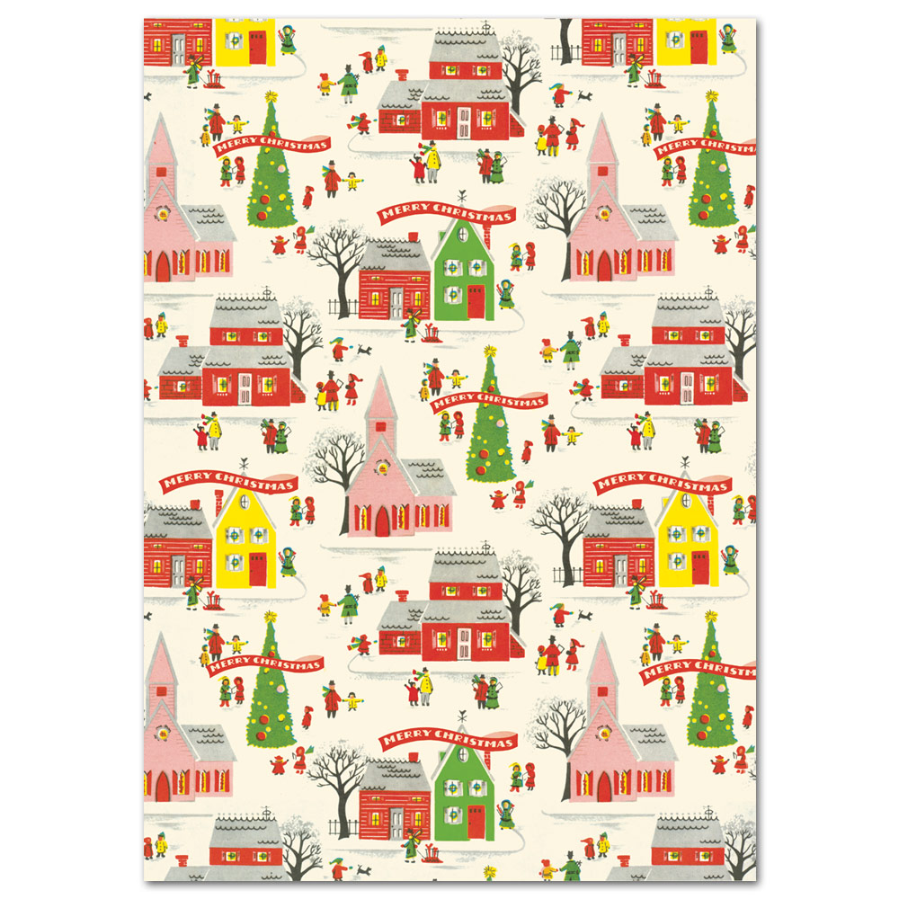 Cavallini Vintage Holiday Poster Paper 20"x28" Christmas Village