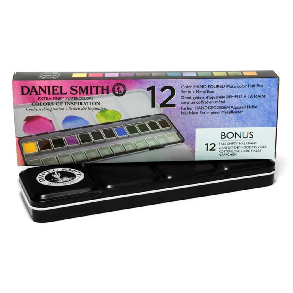 Daniel Smith Extra Fine Watercolor Half Pan Metal Box 12 Set Inspiration