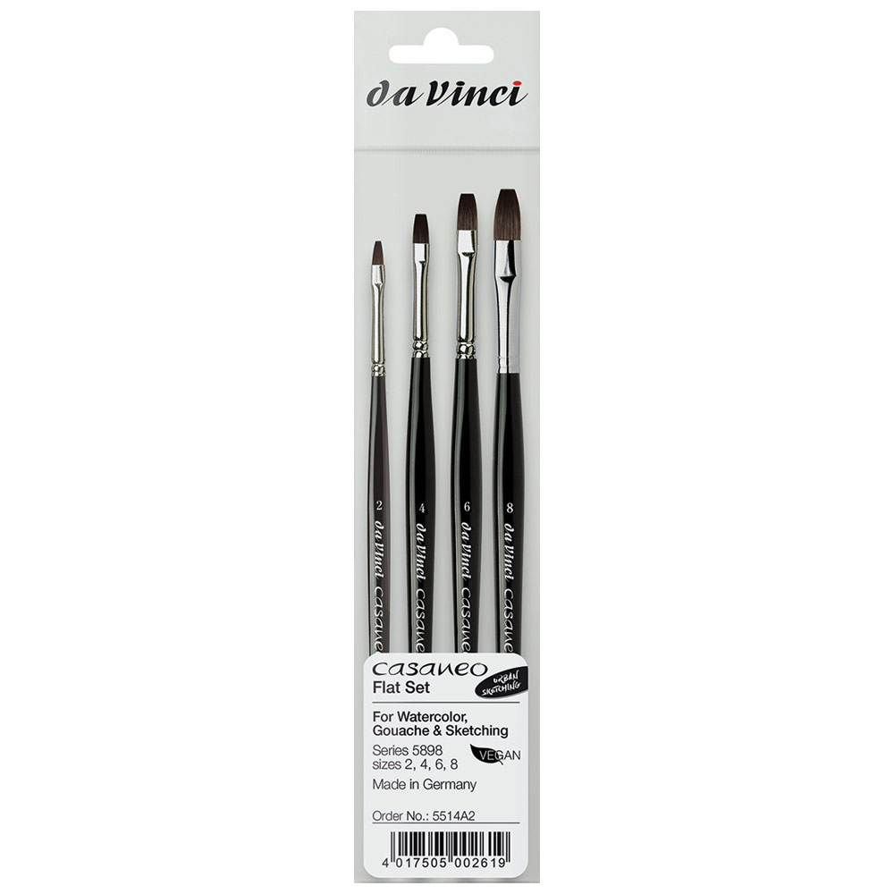Da Vinci CASANEO Soft Synthetic Watercolor Brush Series 5898 4 Set Flat