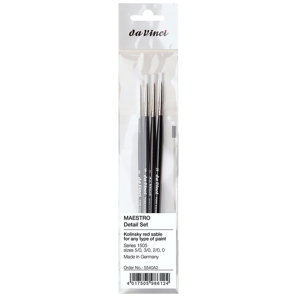 Da Vinci PURE KOLINSKY Red Sable Watercolor Brush Series 1505 4 Set Detail