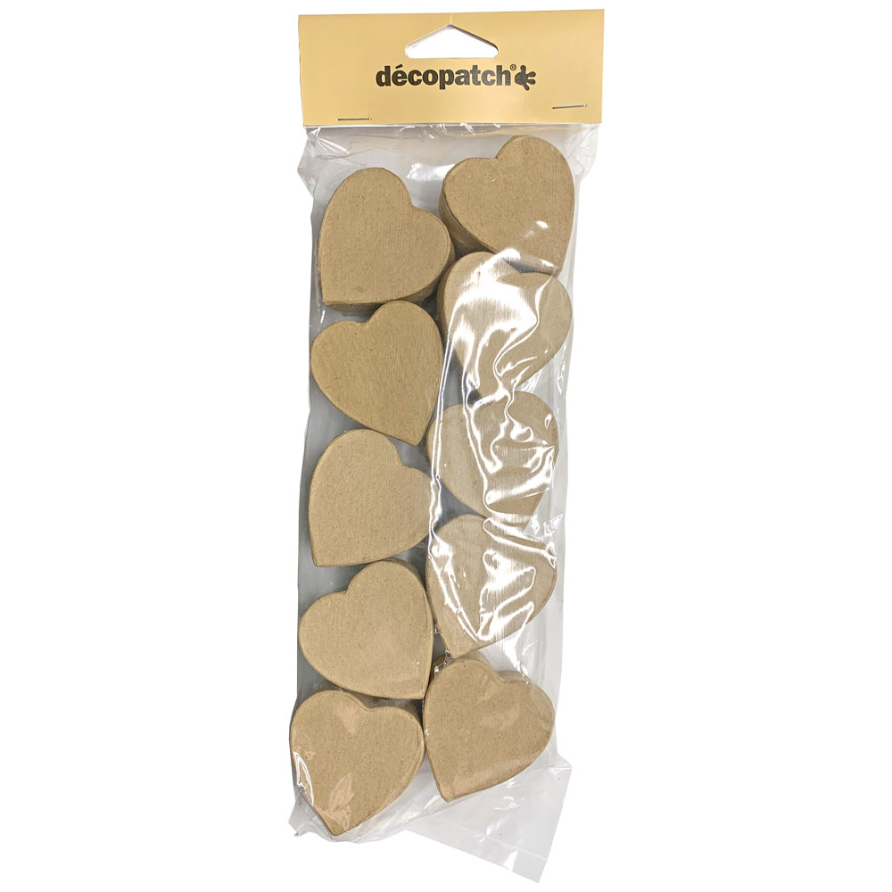 PAPER MACHE SMALL HEART BOX 10pc