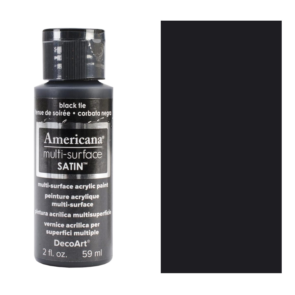 DecoArt Americana Multi-Surface Satin Acrylic Paint 59ml Black Tie