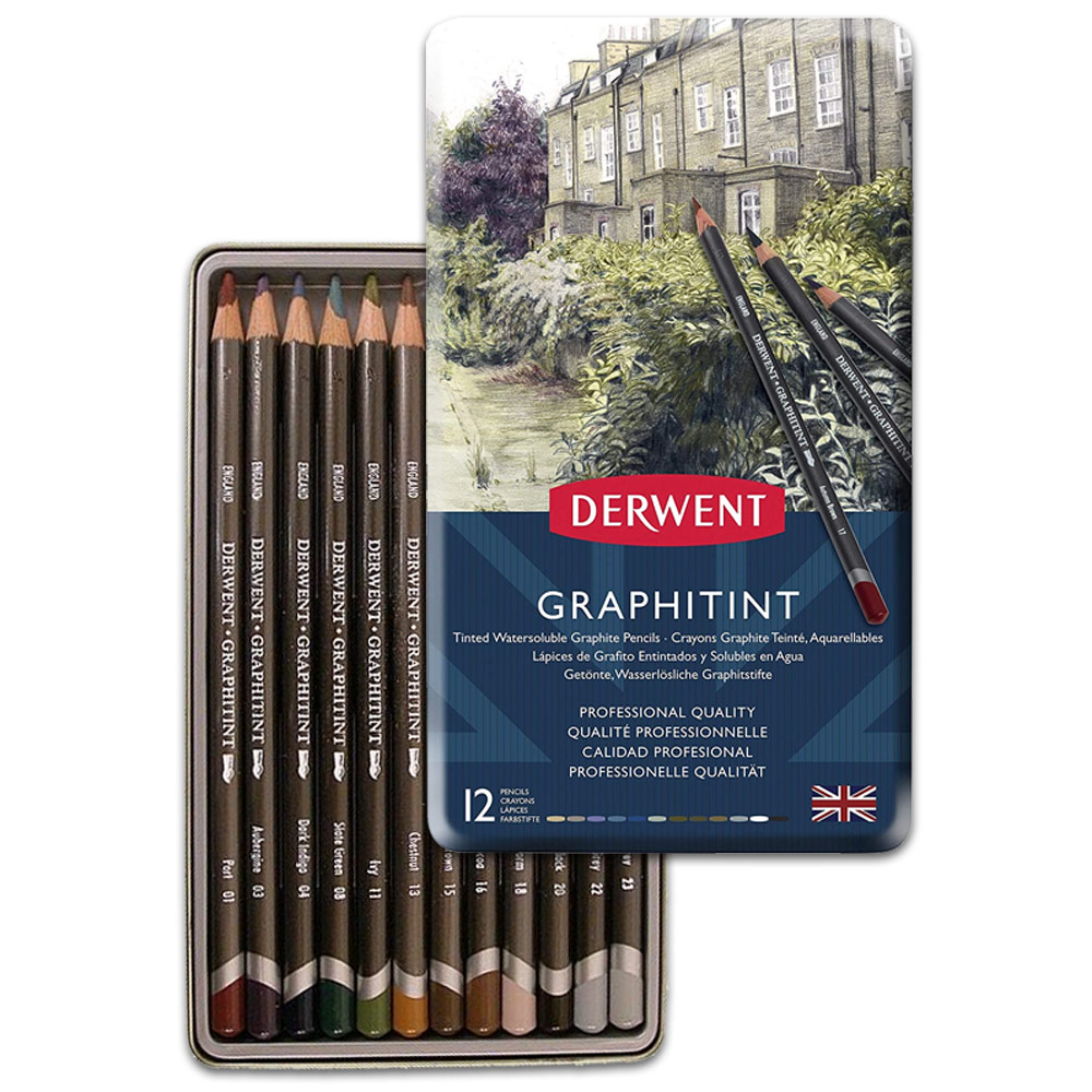 Derwent Graphitint Water-Soluble Pencil 12 Set
