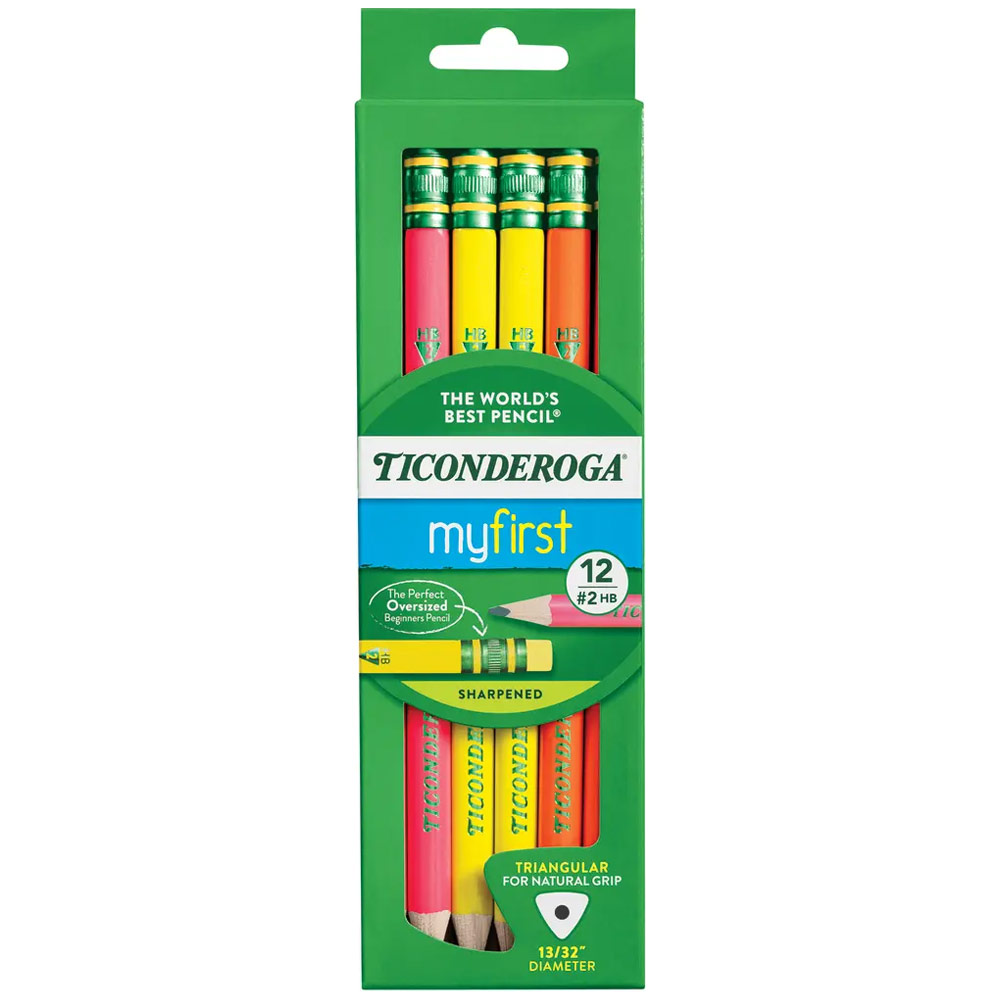 Ticonderoga MyFirst Tri-Write Wood-Cased HB Pencil 12 Set Neon