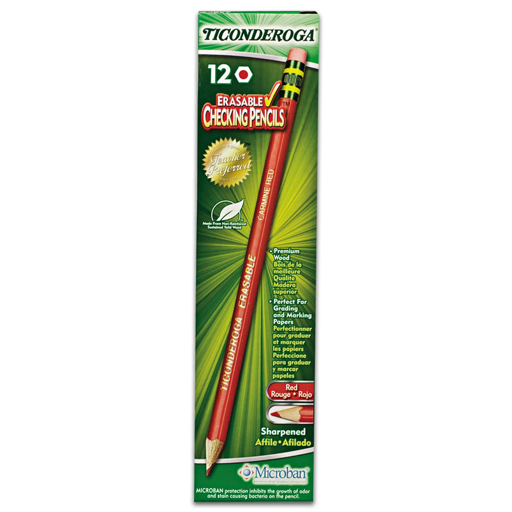 DIXON ERASE PENCIL 12pk CARMINE