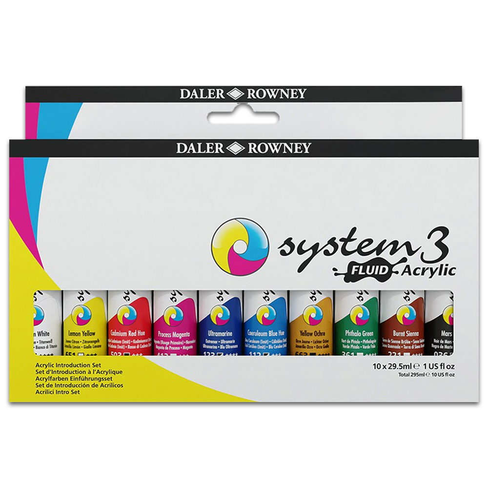 Daler-Rowney System3 Fluid Acrylic 10 x 29.5ml Set Introduction