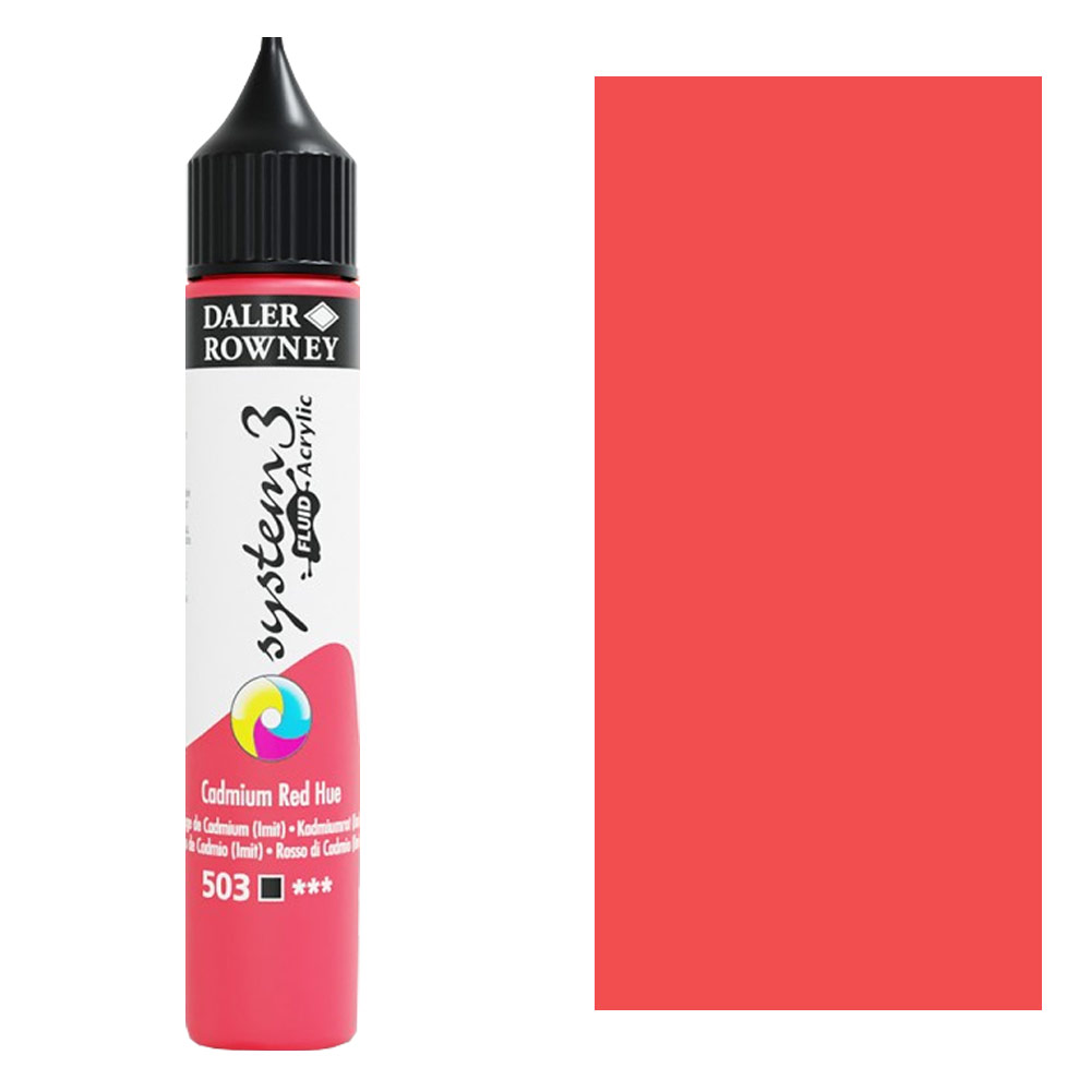 Daler-Rowney System3 Fluid Acrylic 29.5ml Cadmium Red Hue