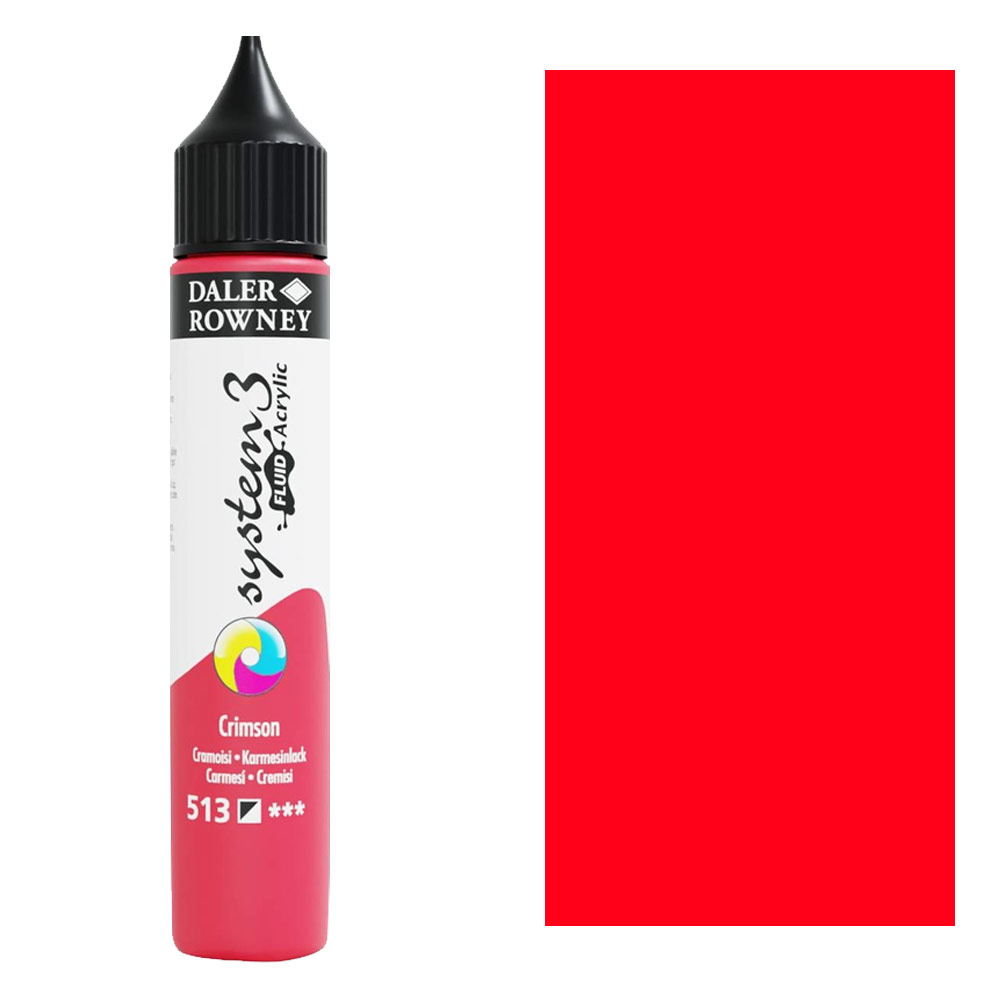 Daler-Rowney System3 Fluid Acrylic 29.5ml Crimson