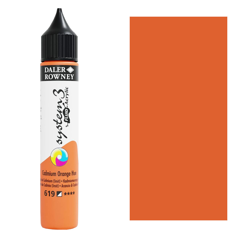 Daler-Rowney System3 Fluid Acrylic 29.5ml Cadmium Orange Hue
