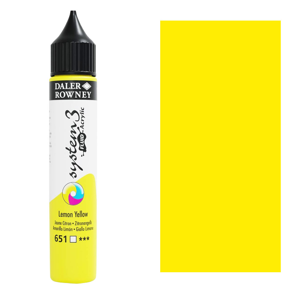 Daler-Rowney System3 Fluid Acrylic 29.5ml Lemon Yellow